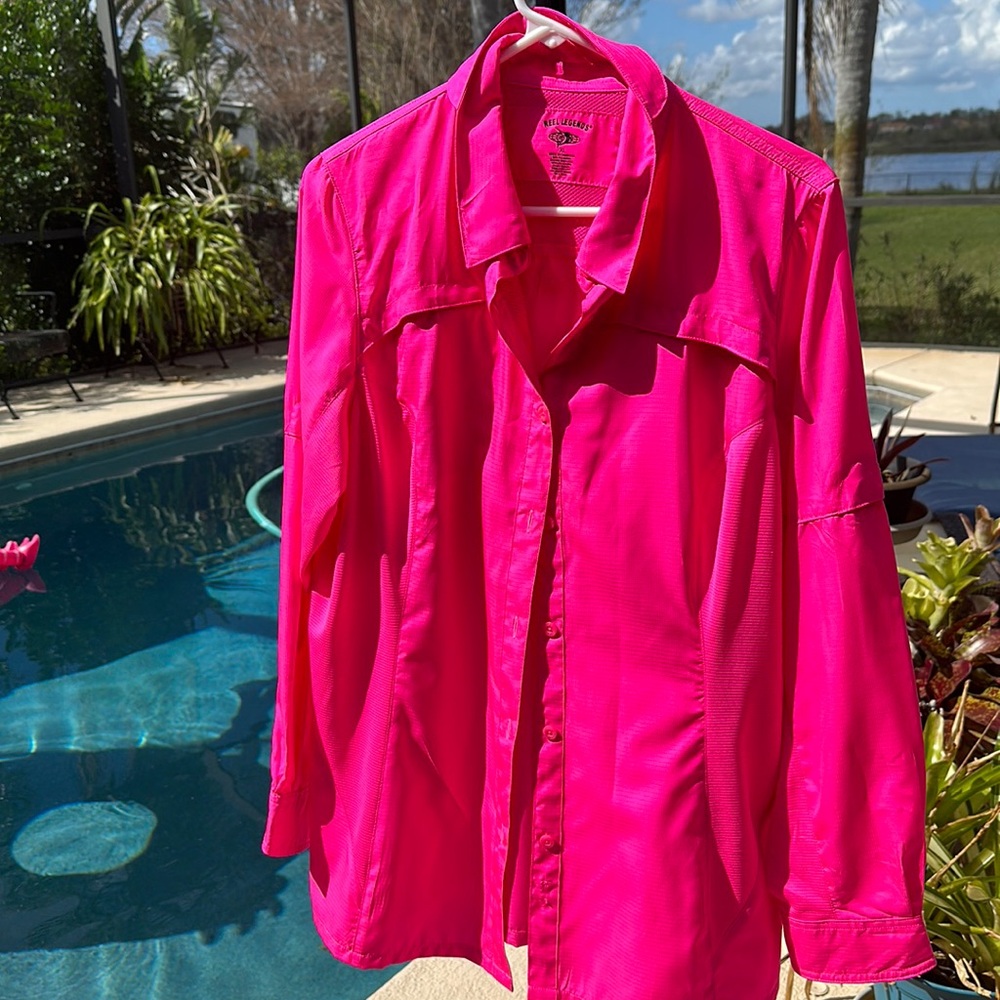 Reel Legends Fishing Shirt Outdoor Performance Long Sleeve Button Up XL